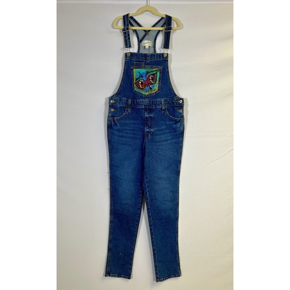 Women's Hand painted Denim Overalls Size 6 Universal Threads Hippie Festival